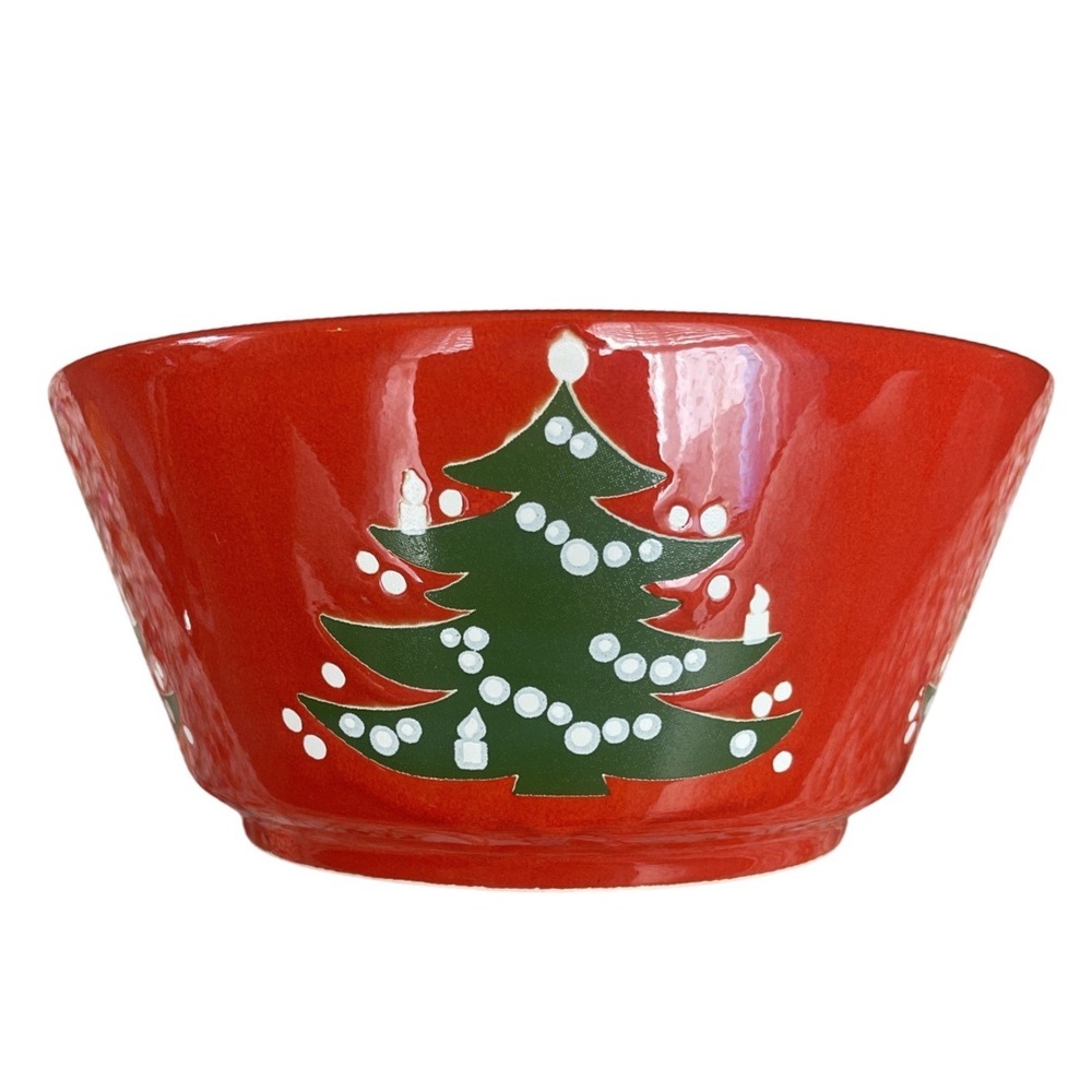 Waechtersbach Christmas Tree Large Red Serving Salad Vegetable Bowl 9" Vtg